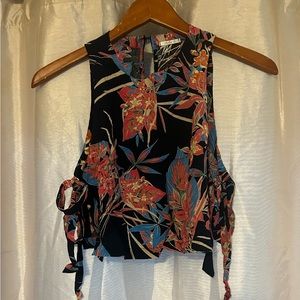 Tropical Vibes crop top and high waisted, wide leg pants